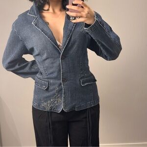 Y2K Embroidered Denim Blazer